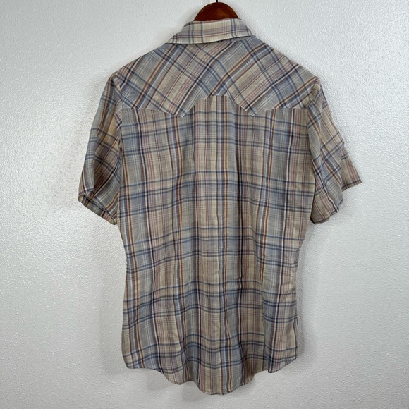 Vintage Levi’s Plaid Lightweight Pearl Snap Short Sleeve Shirt Size Medium - Picture 2 of 4